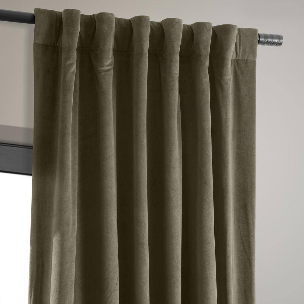 Denver Taupe 96" Blackout Velvet Curtain Panel