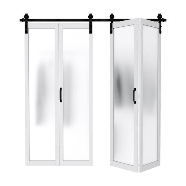 ARK DESIGN 80 In. X 84 In. 1-Lite Tempered Frosted Glass White Finished ...