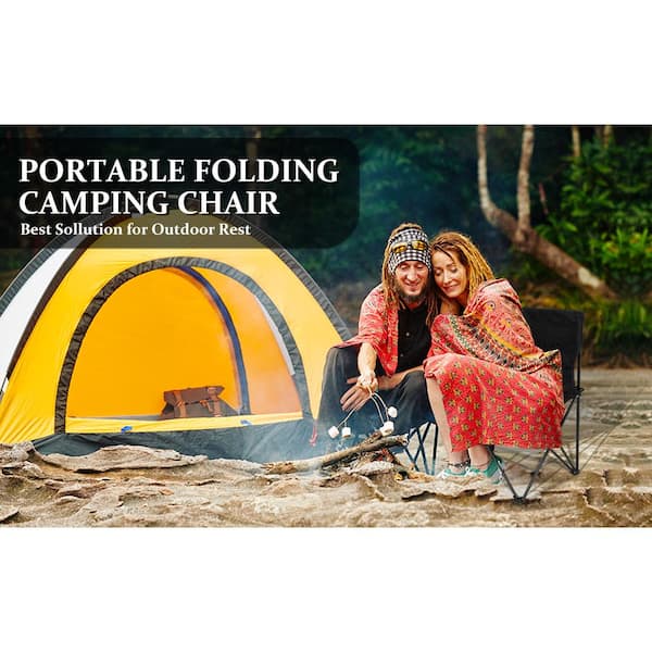 Tenleaf Black Portable Folding Camping Chair Beach Chair