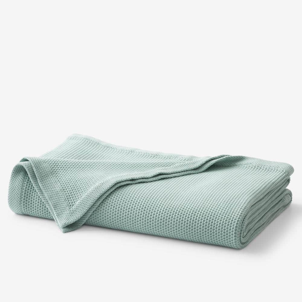 The Company Store Legends Hotel Garter Stitch Cloud Blue Cotton Full/Queen Blanket 85104W-FQ-CLOUD-BLUE