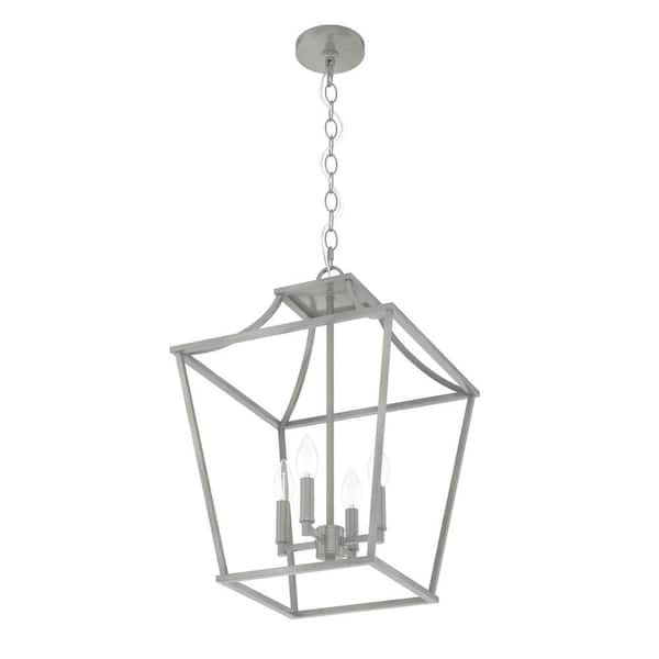 Hunter - Laurel Ridge 4 Light Brushed Nickel Lantern Pendant Kitchen Light