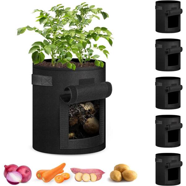 PAIHOME 5Pack 5 Gallon Grow Bags Heavy Duty 300G Thickened Nonwoven