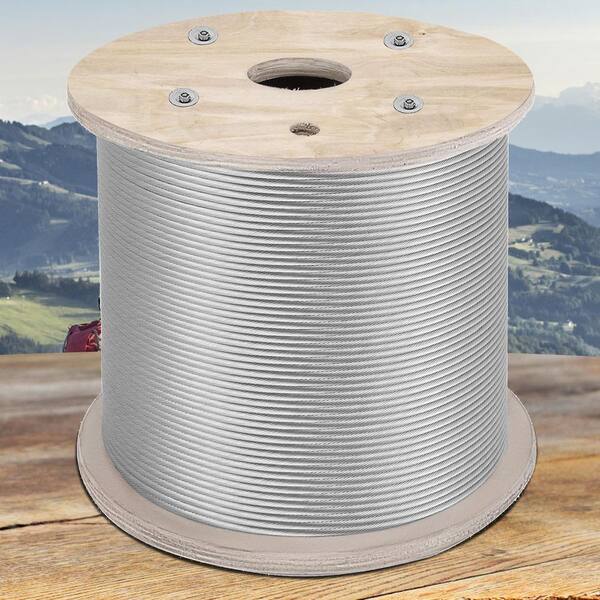 1/4 in. Rope Diameter x 200 ft. Length, Stainless Steel Wire Rope(By-the-Foot), Steel Cable