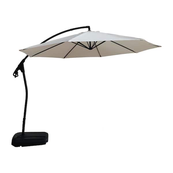 Jushua 11 ft. Cantilever Patio Umbrella with Base in Beige