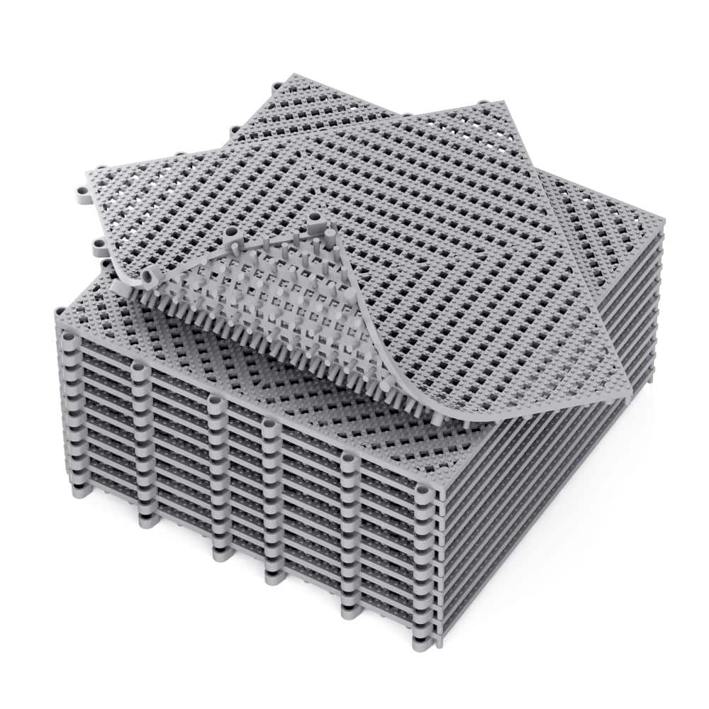 Interlocking Soft PVC Drainage Floor Mats 12 in. x 12 in. Flexible Outdoor Patio Pool Deck Flooring Tiles (Gray,12 Pcs) price history on PriceWatchPro