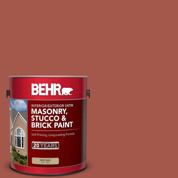 BEHR 1 gal. #PPU2-15 Cajun Red Satin Interior/Exterior Masonry, Stucco and Brick Paint