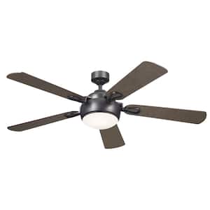 Humble 60 in. Indoor Anvil Iron Downrod Mount Ceiling Fan with Integrated LED with Wall Control Included