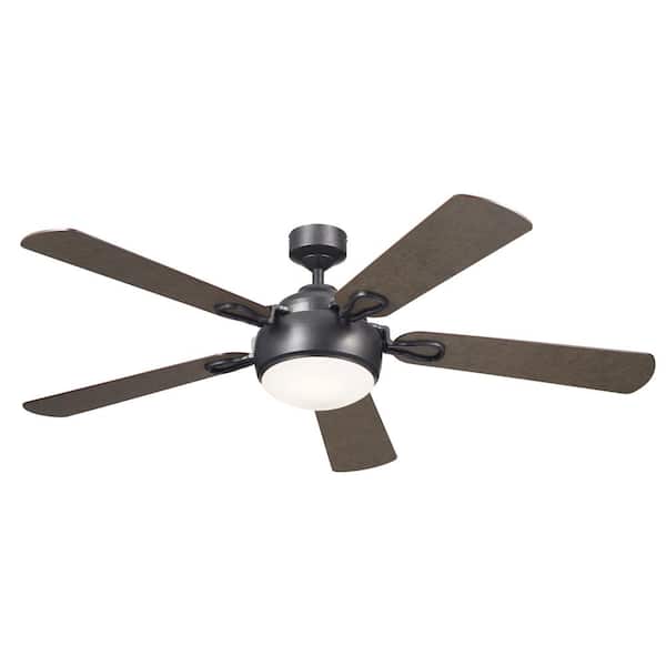 KICHLER Humble 60 in. Indoor Anvil Iron Downrod Mount Ceiling Fan with Integrated LED with Wall Control Included