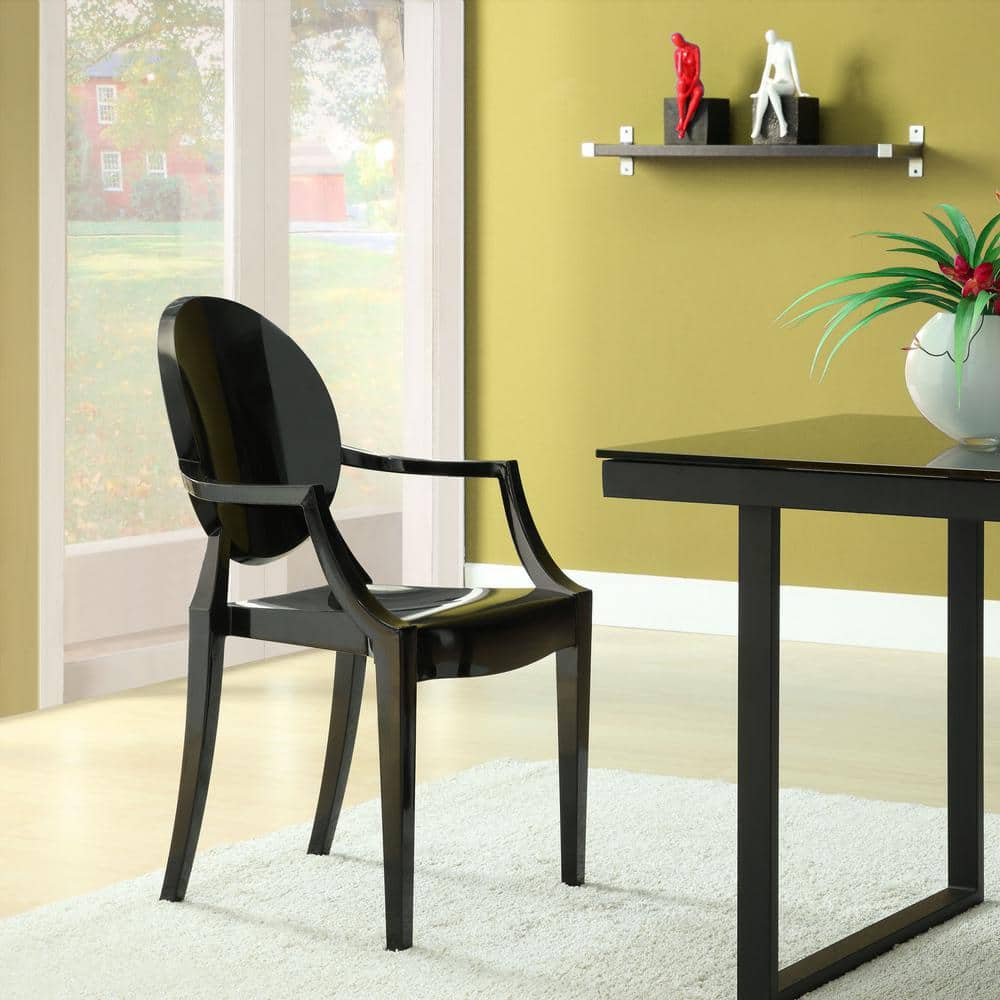 Ethereal Casper Black Plastic Stackable Arm Chair