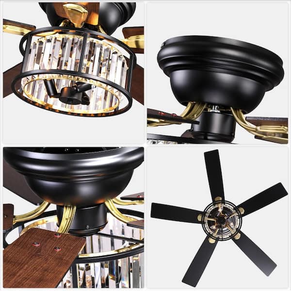 Oaks Aura Phila 52in. Indoor Standard Black Modern Glam Crystal