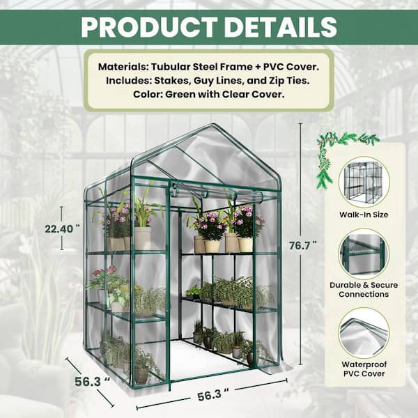 Pure Garden 4.7 ft. W x 4.7 ft. D x 6.4 ft. H Walk-In Indoor