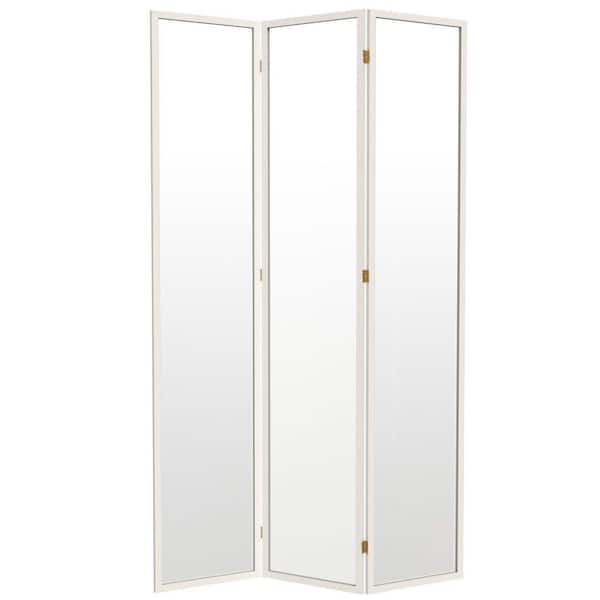 Red Lantern Clear 4 ft. Tall White 3-Panel Room Divider SH-4PLAS