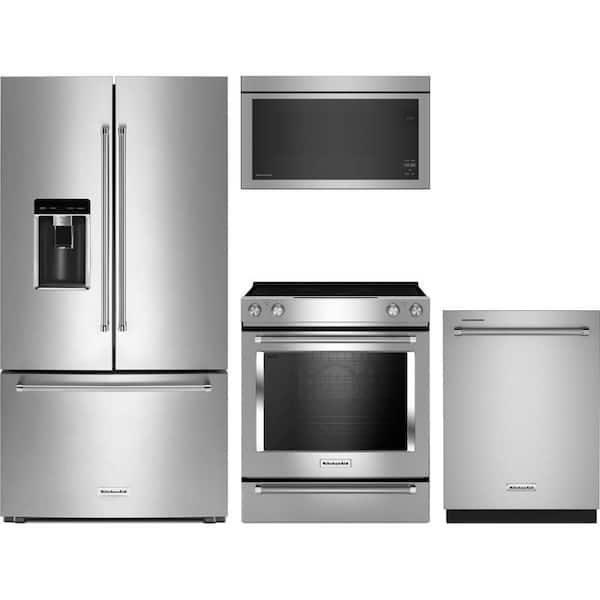23.8 cu. ft. Counter Depth Refrigerator with 5 Burner Slide-In Electric Range and Dishwasher with 3rd Rack