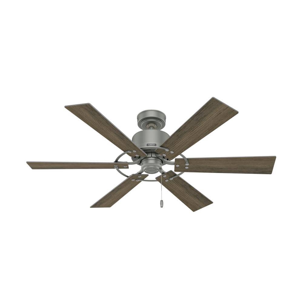 Gilrock 52" Matte Silver and Light Brown 6-Blade Ceiling Fan