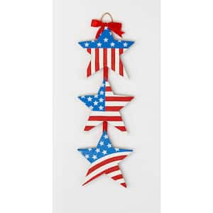 19 in. Wood Americana Hanging Stars