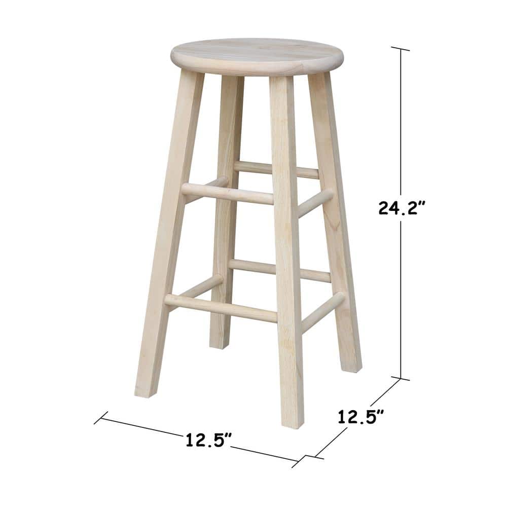 Unfinished Brown Wood Counter Height Barstool