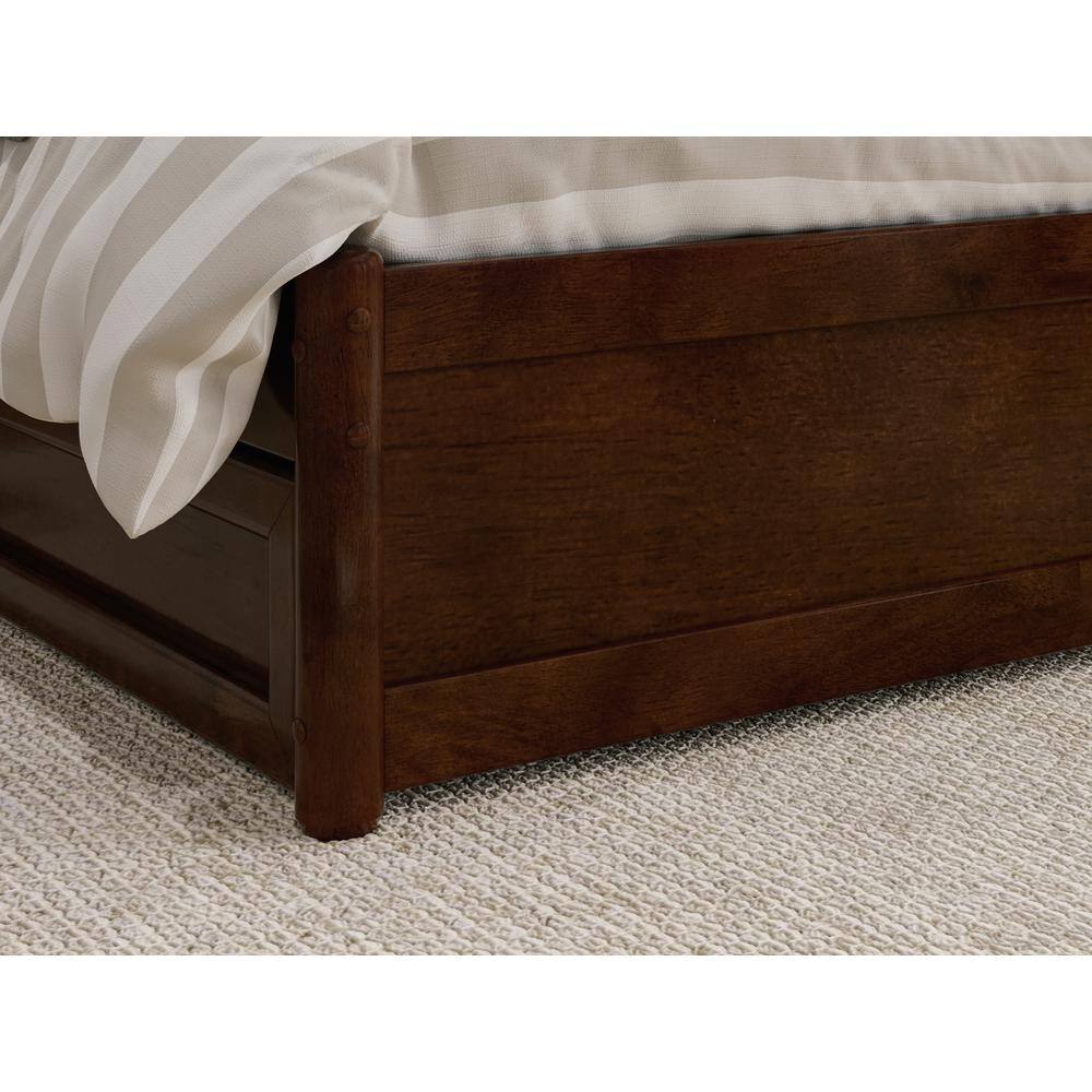 Walnut Queen Wood Platform Bed with Trundle and Headboard