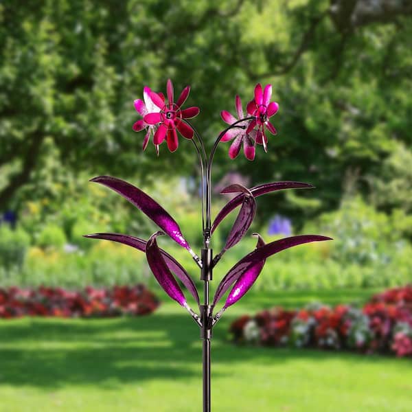 Evergreen 88 in. H Multi-Color Metal Spiral Flowers Wind Spinners