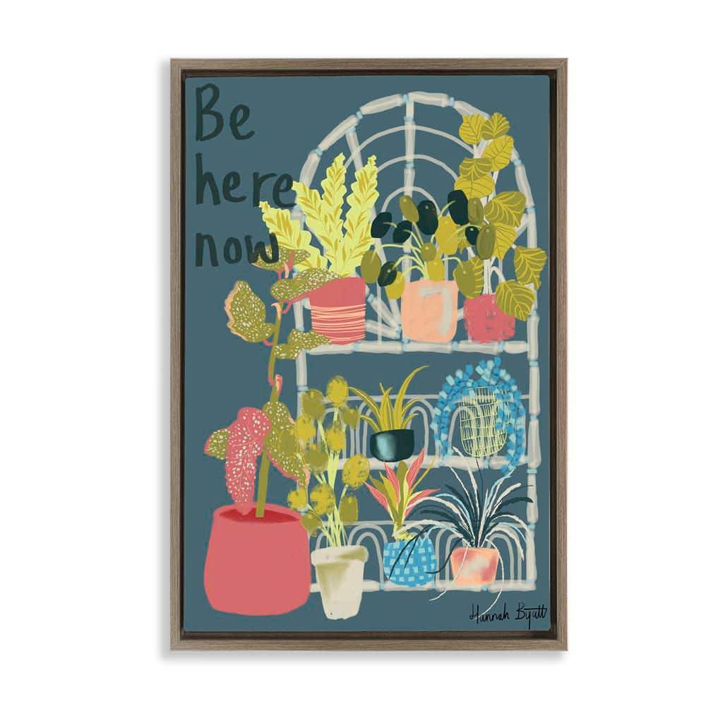 Be Here Now Plant Shelf by Hannah Byatt Brown Floater Frame Nature Graphic Art Print 31 in. x 21 in. price history on PriceWatchPro