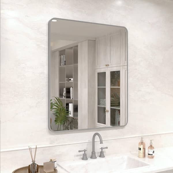 Sylanor Vista 30 in. W x 36 in. H Rectangular Framed Wall Bathroom Vanity Mirror in Gun Grey