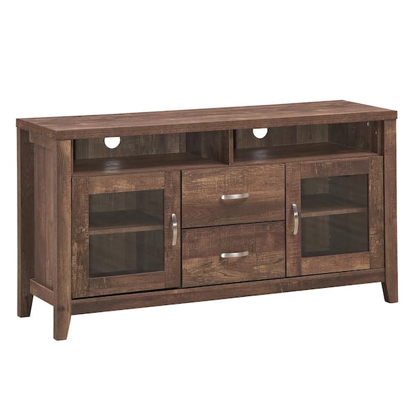 Costway 52 in. TV Stand Tall Entertainment Center Hold up to 58 in. TV with Glass Storage and Drawers
