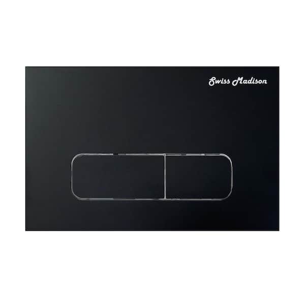 Swiss Madison Wall Mount Dual Flush Actuator Plate with Rectangle Push Buttons in Matte Black