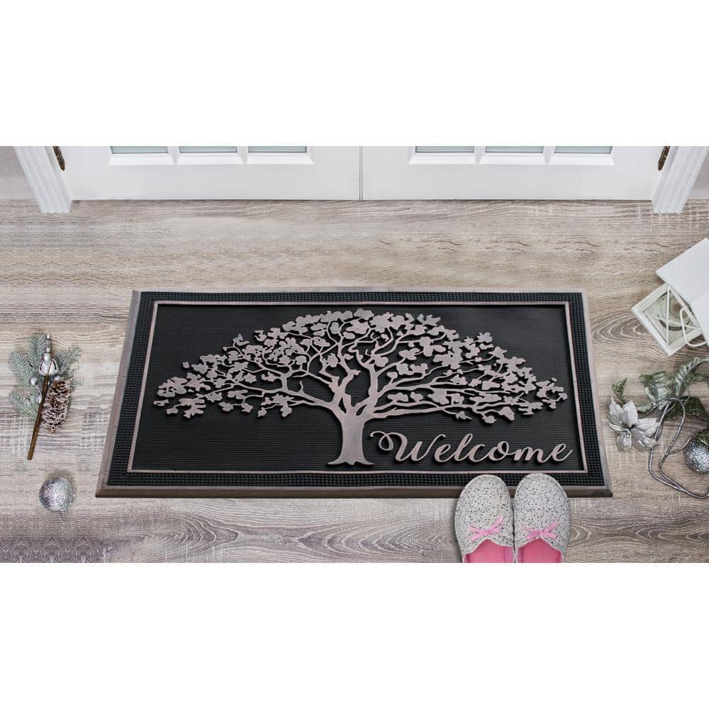Large Black and Bronze Rubber Outdoor Decorative Doormat