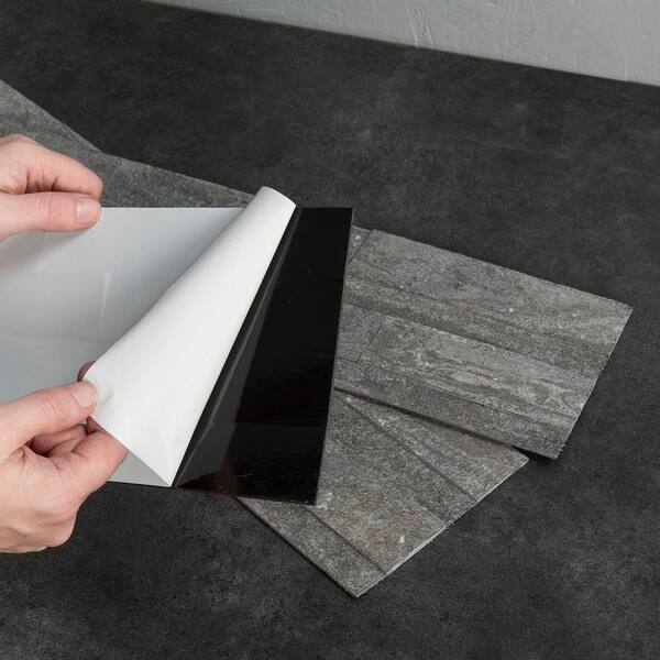 Aspect Peel and Stick Stone Backsplash Raised Titanium Single Tile
