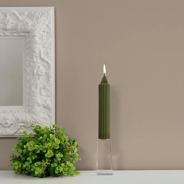 ROOT CANDLES Grecian Collenette 7 in. Dark Olive Unscented Taper Candle (Set of 4)