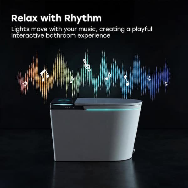 1.0/1.28 GPF Elongated ADA Smart Bidet Toilet in White w/ Auto Open/Flush, Foam Shield, Blackout Flush, Pump Assisted