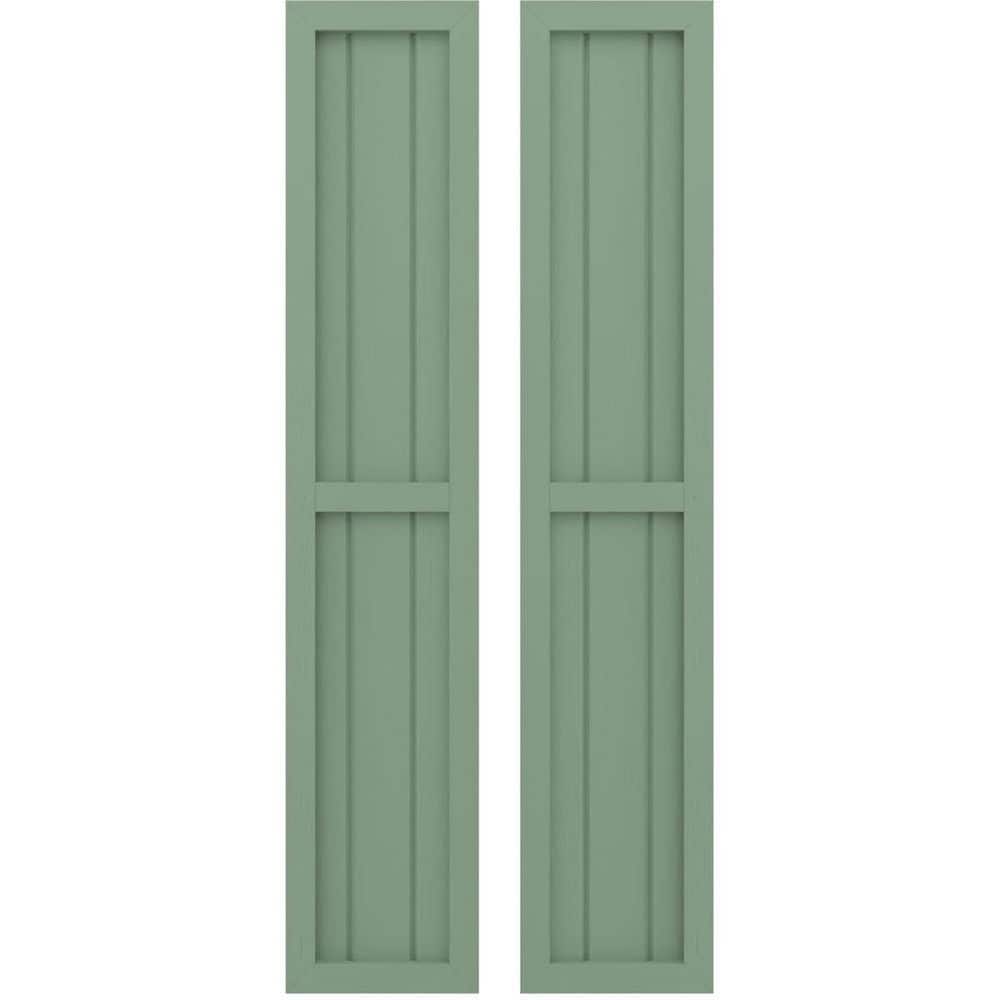 10-1/2 in. W x 53 in. H Americraft 3-Board Exterior Real Wood 2 Equal Panel Framed Board and Batten Shutters Track Green price history on PriceWatchPro