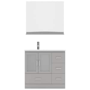 Zola 36 in. W x 18 in. D x 33 in. H Single Sink Bath Vanity in Gray with Ceramic Top and Mirror