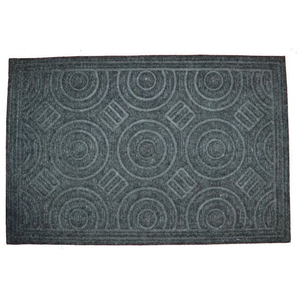 27 in. x 16 in. Gray Synthetic Outdoor Door Mat