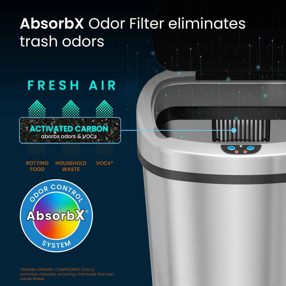 Stainless Steel Touchless Oval Trash Can with Motion Sensor Lid