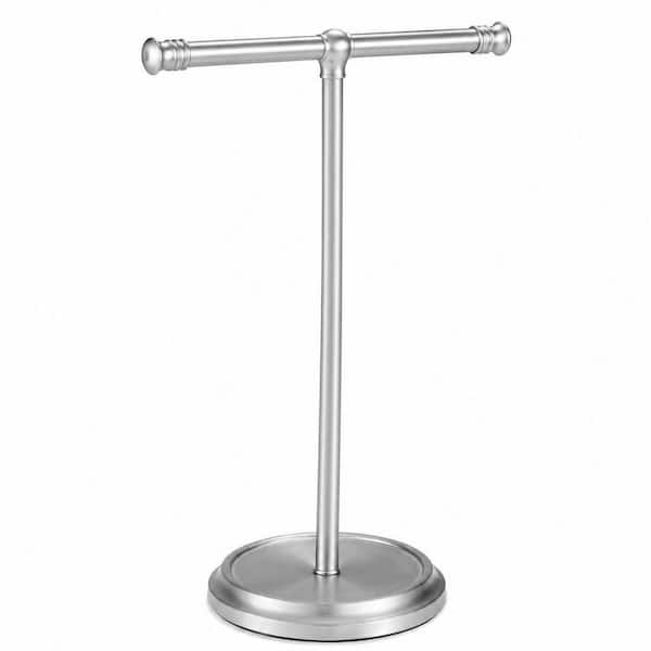 1 Piece Hand Towel Holder Stand in Brushed Nickel Finish Free Standing Stainless Steel Countertop Towel Rack Single