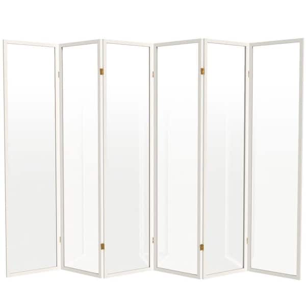 6 ft. Tall Clear Plastic Partition White 6 Panel