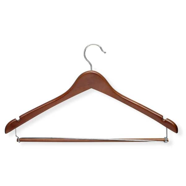 Honey-Can-Do Cherry Finish Contoured Suit Hanger with Locking Bar (6-Pack)