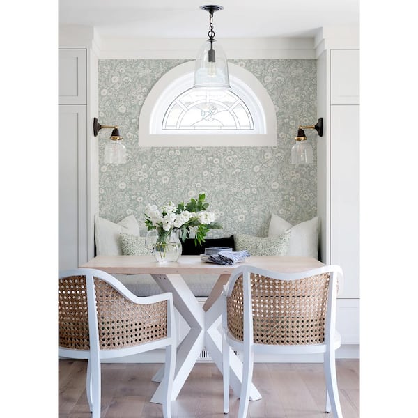 Agathon Seafoam Floral Matte Pre-pasted Paper Wallpaper