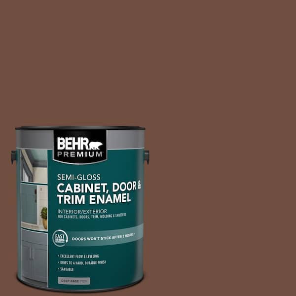 BEHR PREMIUM 1 gal. #N160-7 Brown Velvet Semi-Gloss Enamel Interior/Exterior Cabinet, Door & Trim Paint