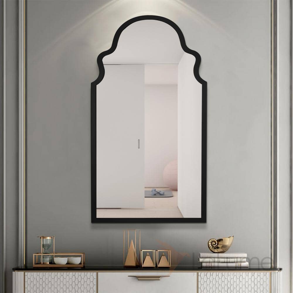 CLAVIE 20 in. W x 36 in. H Large Crown Arched Mirror Metal Framed Wall