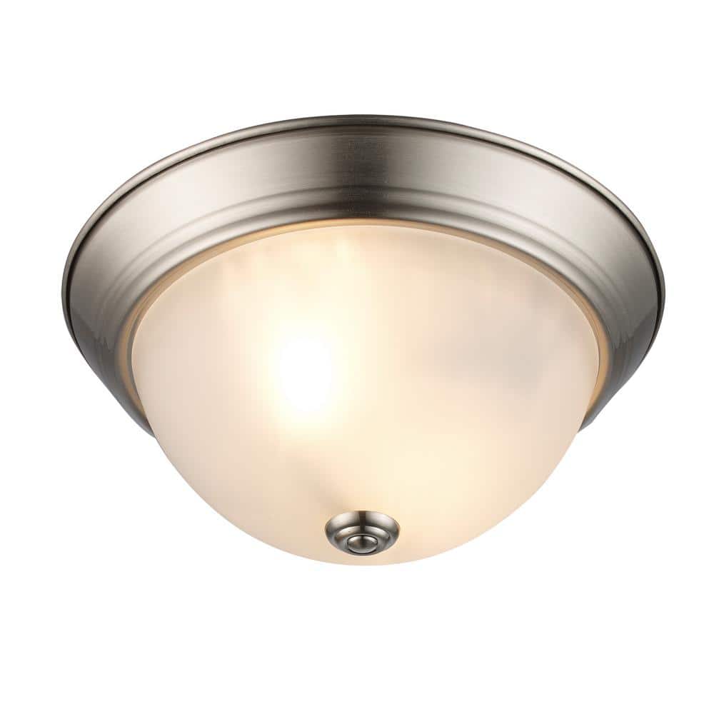 Bowers 11" Brushed Nickel Flush Mount with White Frosted Glass