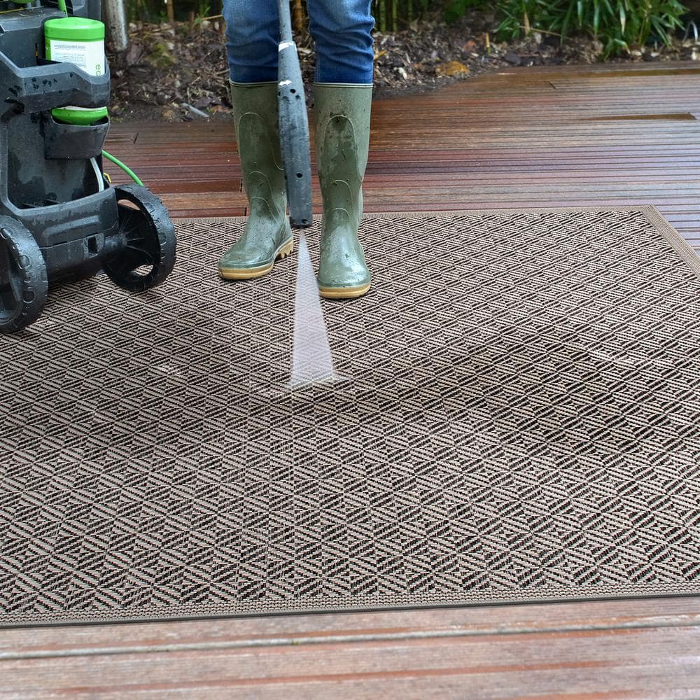 Geometric Flat Woven 5' x 7' Synthetic Indoor/Outdoor Rug