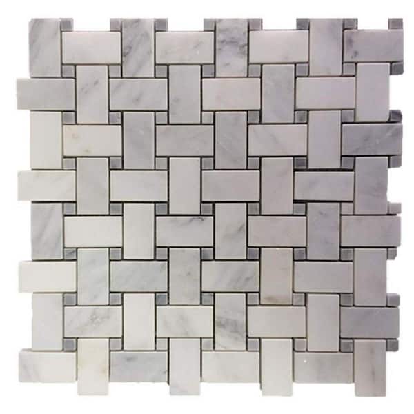 Ivy Hill Tile Basketbraid Asian Statuary 3 in. x .39 in. Polished Marble Floor and Wall Tile Sample
