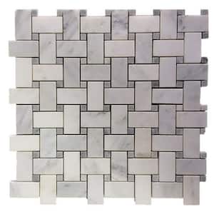 Basketbraid Asian Statuary 12 in. x 12 in. x 10 mm Honed Marble Mosaic Tile