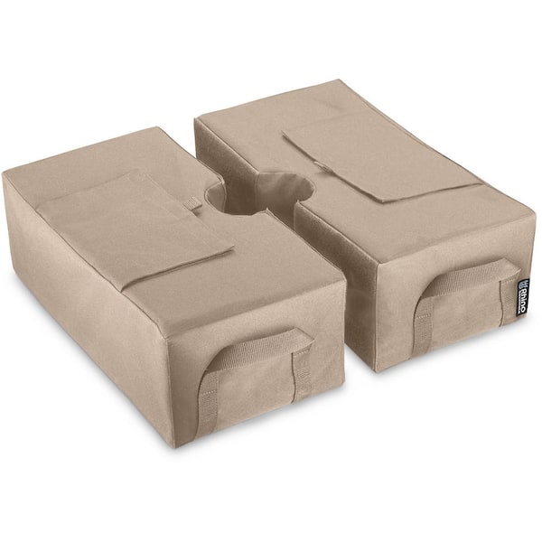 BaseMate Umbrella Base Weight with Detachable Velcro Enclosure 18 in. Fits Any Outdoor Patio Umbrella Stand in Beige