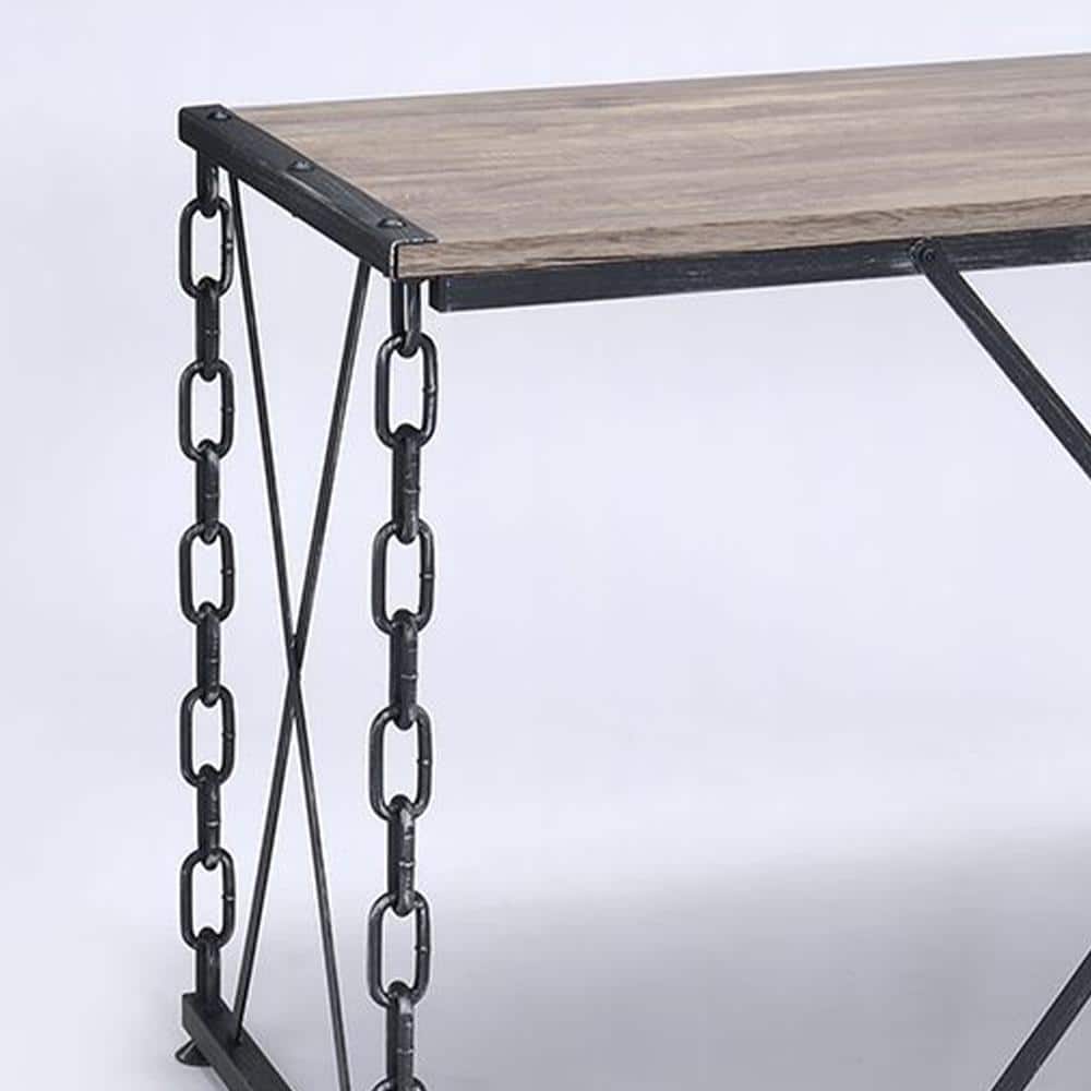 Jodie Rustic Oak & Antique Black Industrial Console Table