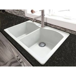Aversa All-in-One Drop-in Granite 33 in. 1-Hole Equal Double Bowl Kitchen Sink with Faucet in White