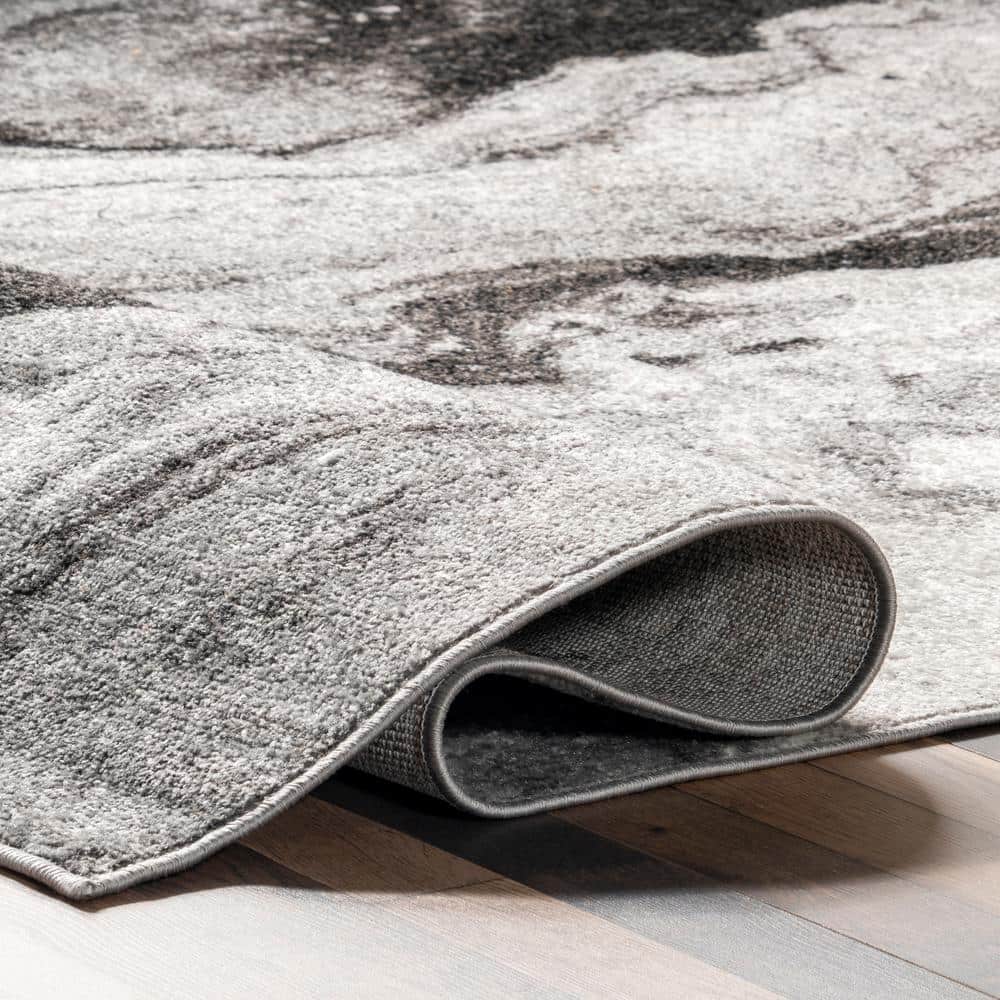 Gray Abstract Non-Slip Synthetic 9' x 12' Area Rug