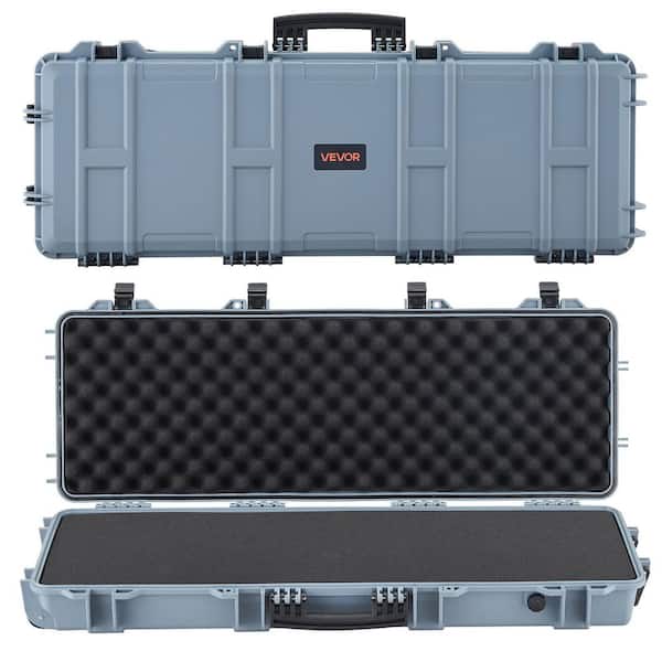 Hard Rifle Case, Lockable Rifle Case with Pre-cut Foams, 40 in. Gun Storage with Wheels, IP67 Waterproof, Grey