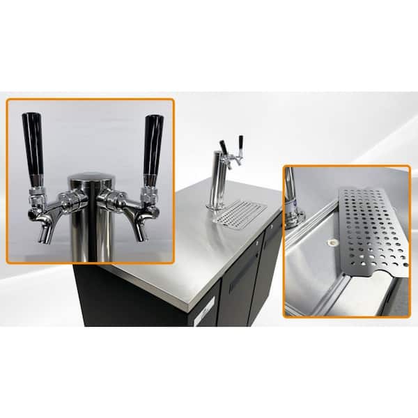Single Tower Two Taps Two Half Barrel Beer Keg Dispenser Refrigerator
